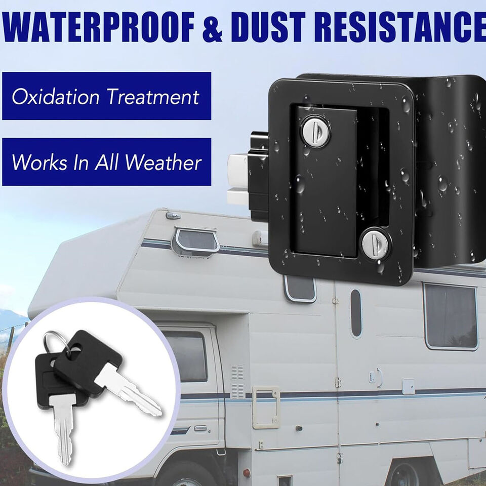 RV Entry Door Lock Handle Knob Deadbolt Camper Travel Trailer Latch Key