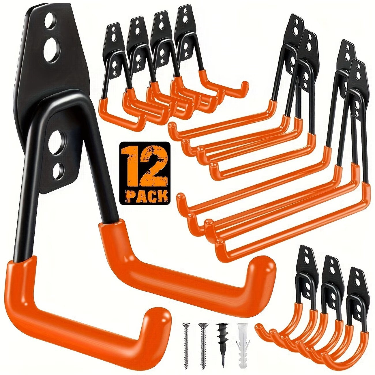 12 Pack Garage Hooks Heavy Duty Wall Mount Storage Organizer