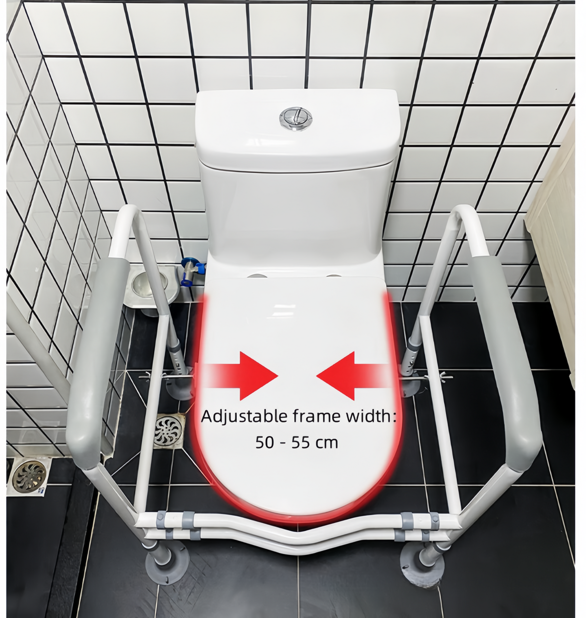 Toilet Safety Frame & Rail, Adjustable Bathroom Support Stand Non-Slip Handrails