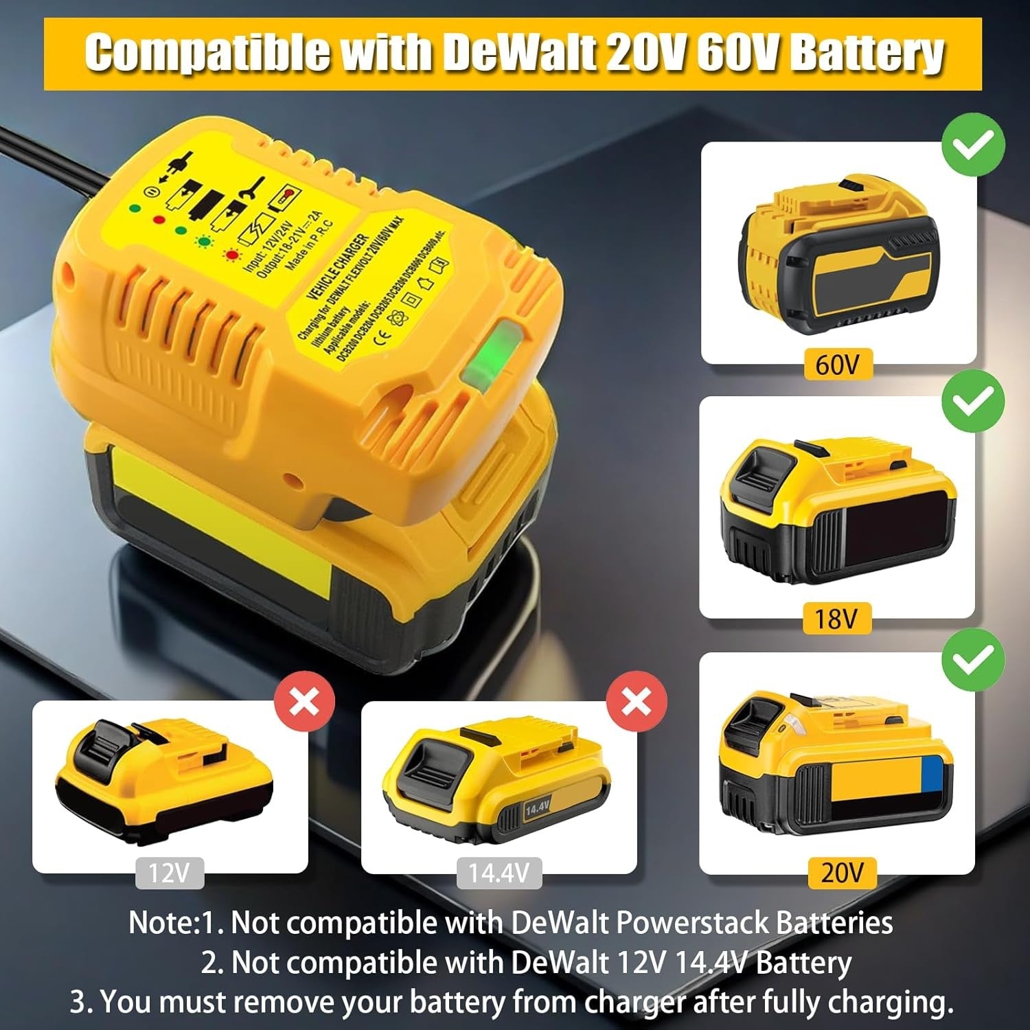 DCB112 Mini Car Charger for Dewalt 18V 20V Battery Car Charger Cigarette Lighter