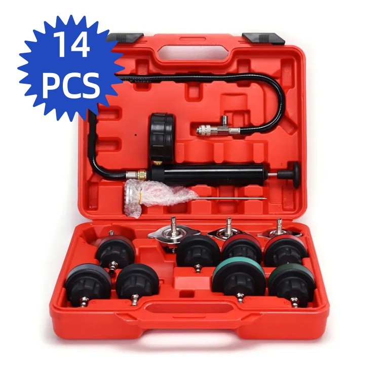 14pcs Radiator Pressure Tester Coolant Purge Refill Vacuum Cooling System Kit
