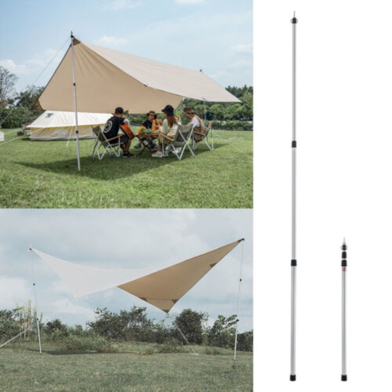 2PCS Kit Aluminum Camping Tarp Poles Telescoping Tent Pole Adjustable 90cm-230cm