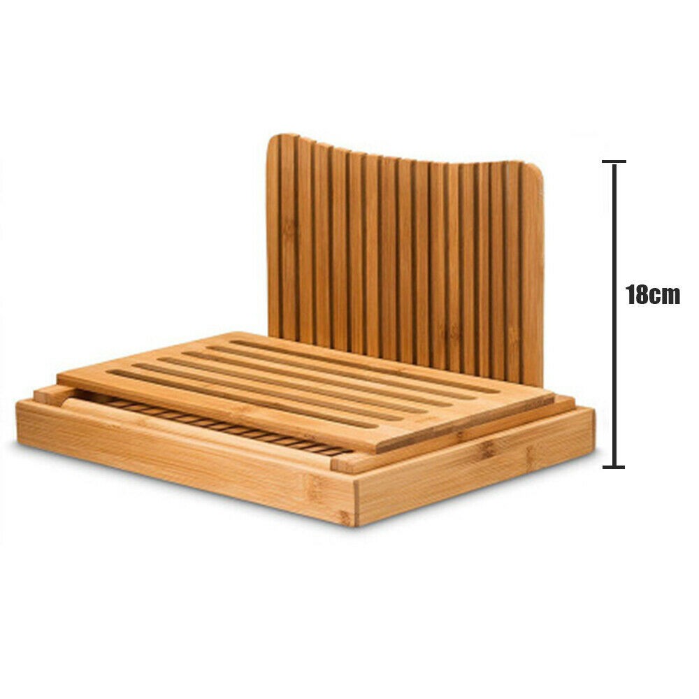 Natural Bamboo Bread Slicer Loaf Cutting Guide Board Adjustable & Foldable Tool