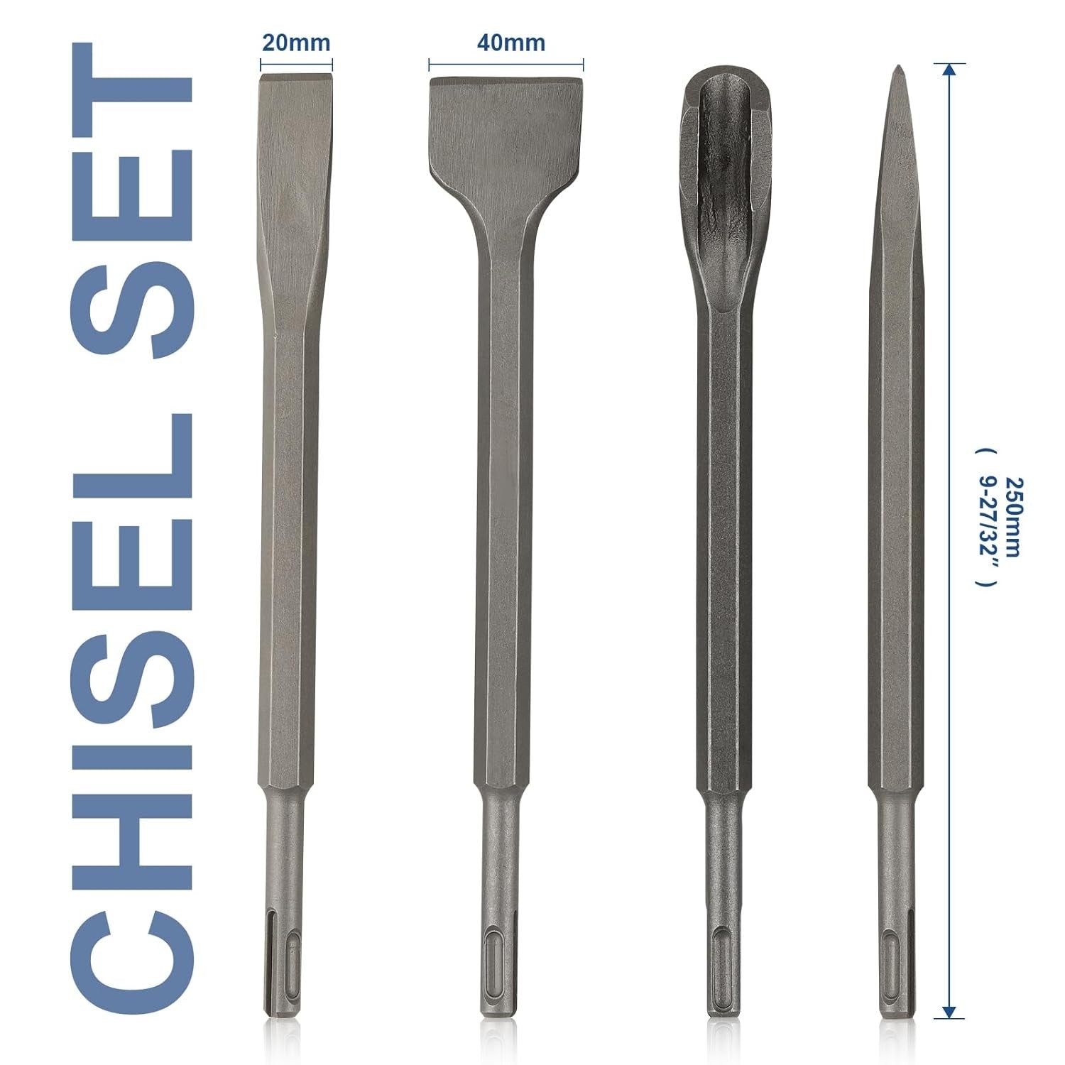 Rotary Hammer Drill Bits Set & Chisels Concrete Masonry Hole Tool 17pcs