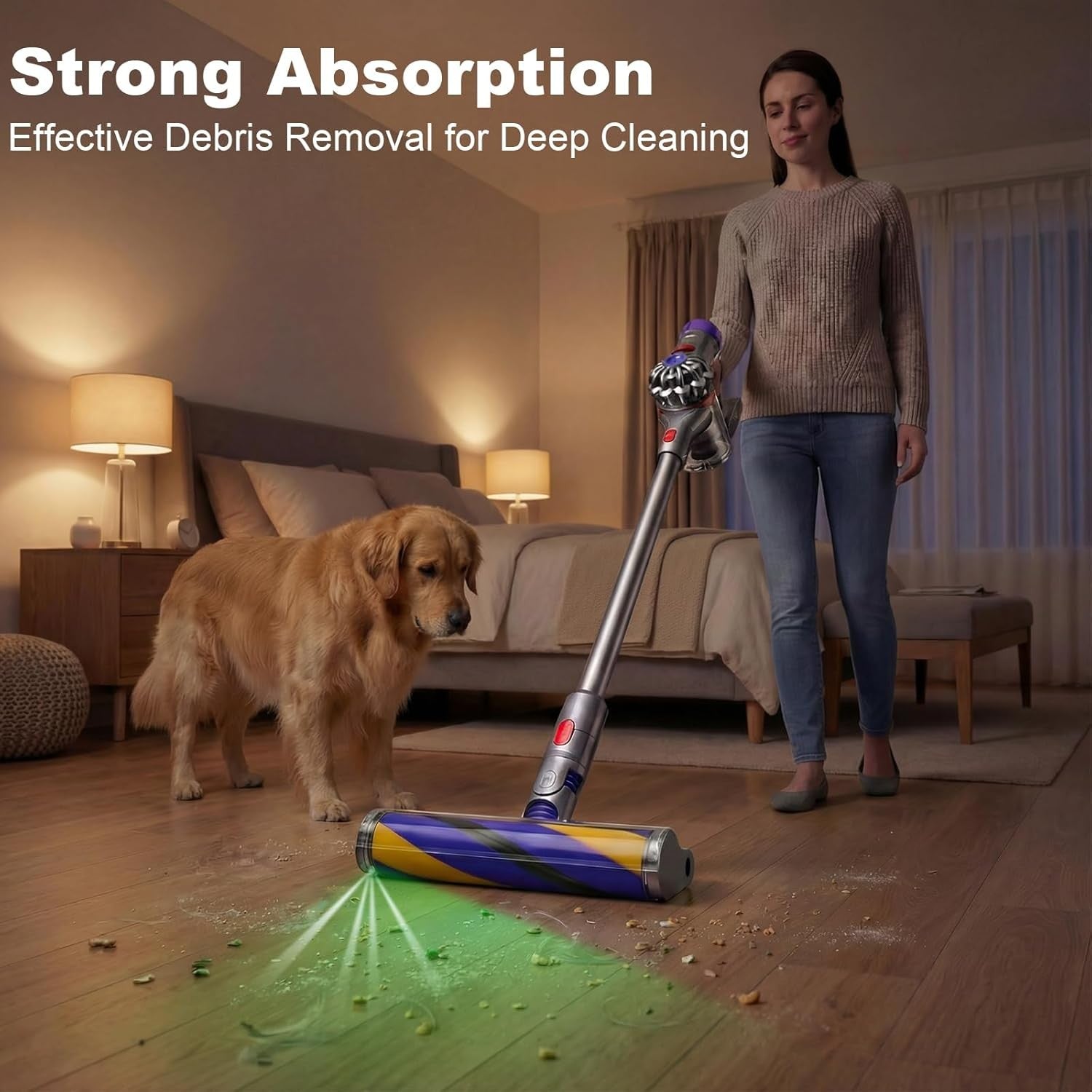 LED Fluffy Soft Roller Cleaner Head Replacement for Dyson V7 V8 V10 V11 V15