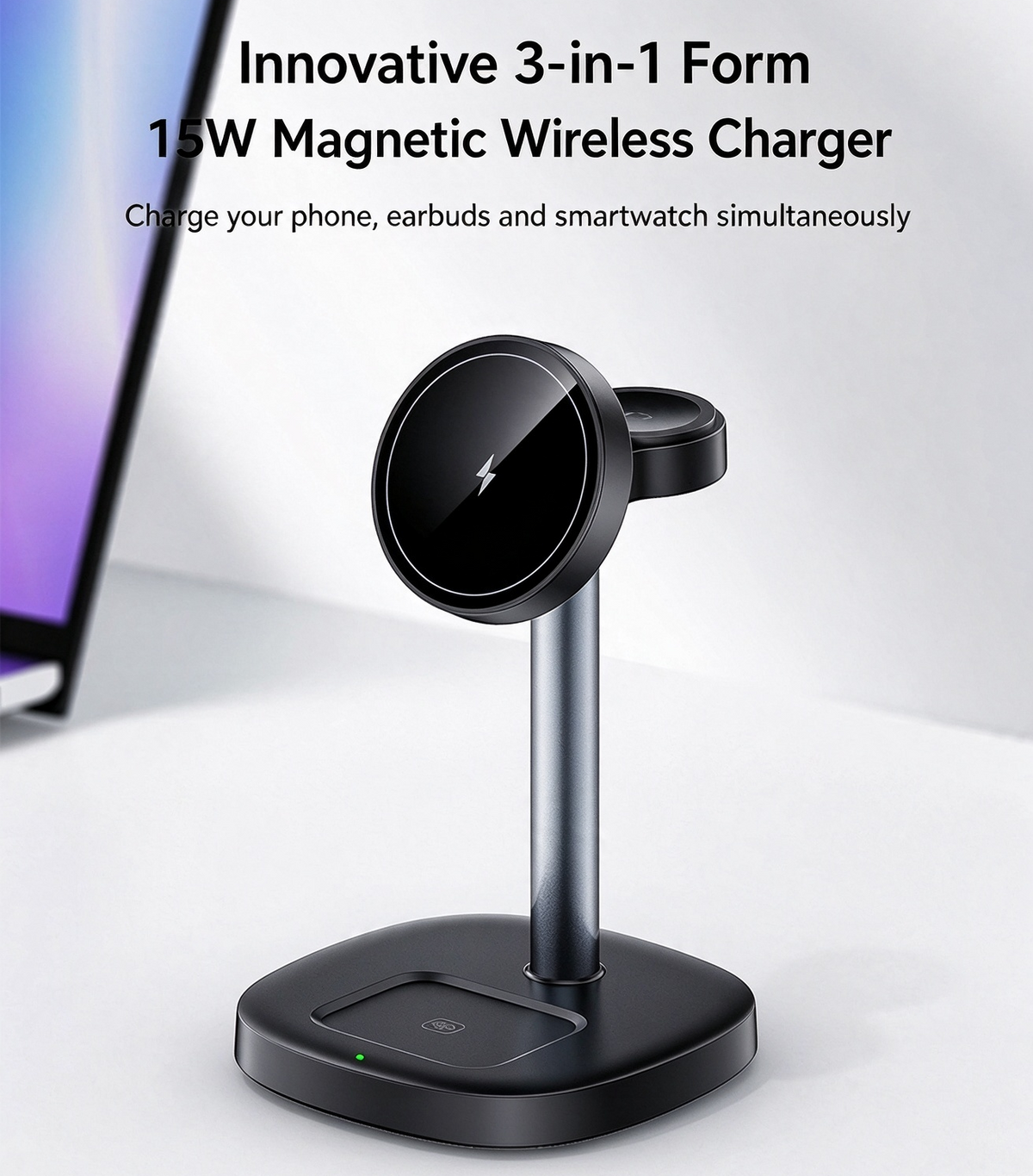 Magnetic Wireless Fast Charging Station 15W for iPhone, Apple Watch and AirPods