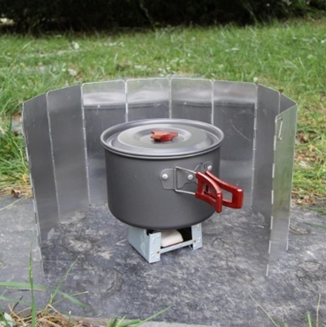 10 plates Fold Camping Cooker BBQ Gas Stove Wind Shield Screen Foldable Outdoor