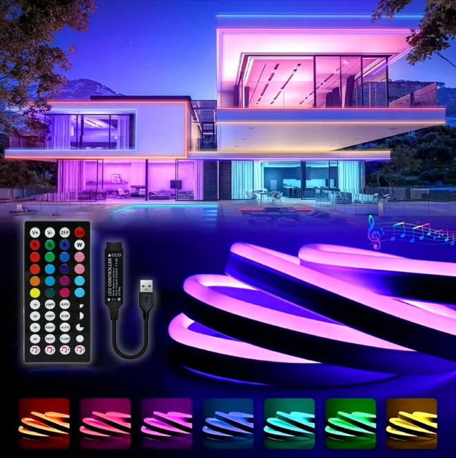 5M RGB Neon LED Strip Lights USB Music Sync