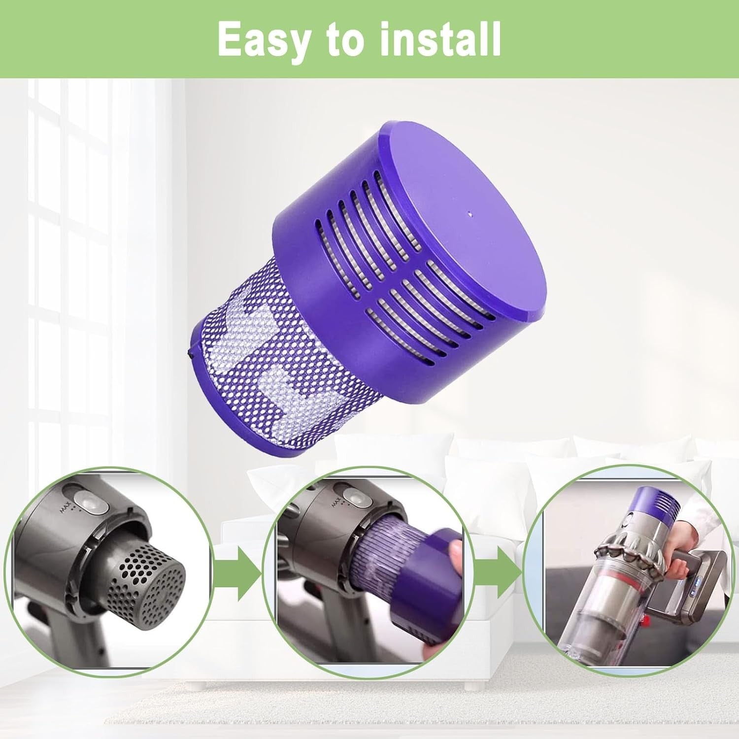 2PCS Vacuum Filter for DYSON V10 series Cyclone Absolute Animal SV12