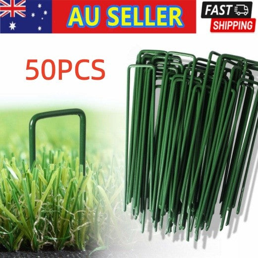 50PCS Synthetic Artificial Grass Turf Pins U Fastening Lawn Tent Pegs Weed Mat