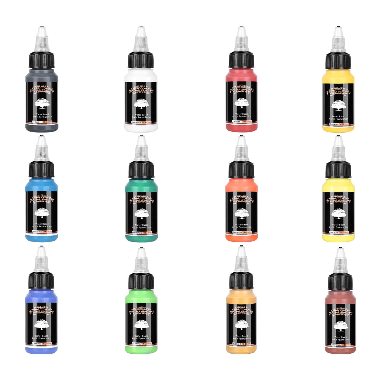 12 Colors Airbrush Paint Set Water Based 30Ml Acrylic Paint Modle Spary Paint