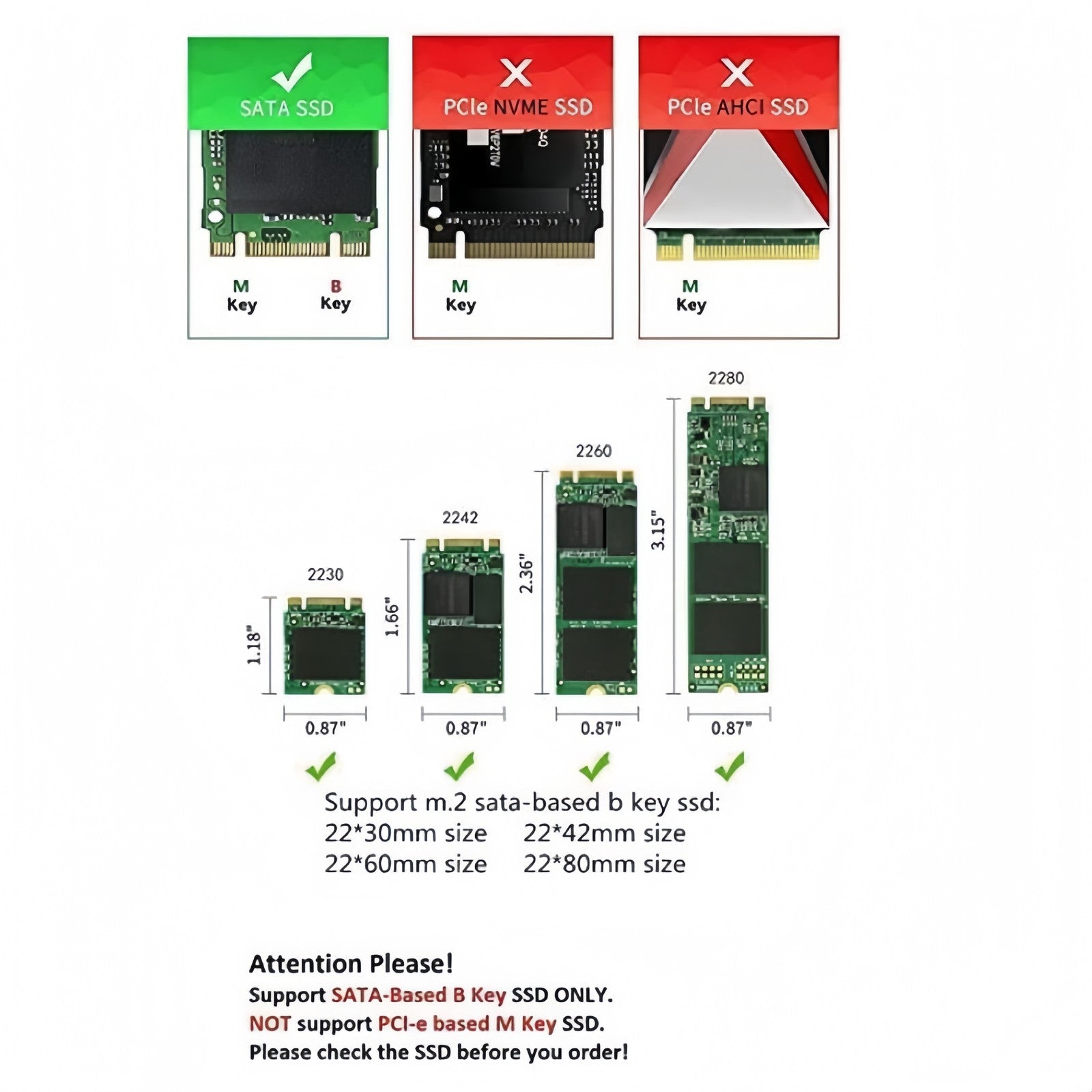 USB 3.0 TO M.2 NGFF SSD SATA External Enclosure Storage Case Adapter