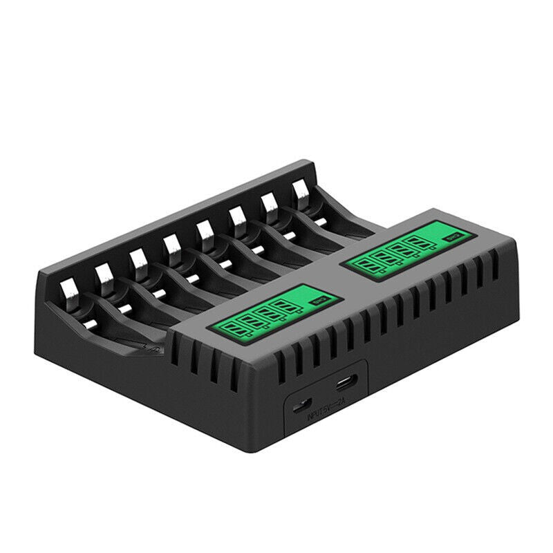 8 Slot Smart Battery Charger for AA/AAA Rechargeable Batteries