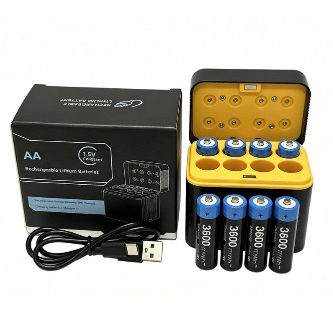 4/8 Pack Rechargeable Lithium AA/AAA Batteries with Fast Smart Charger Case