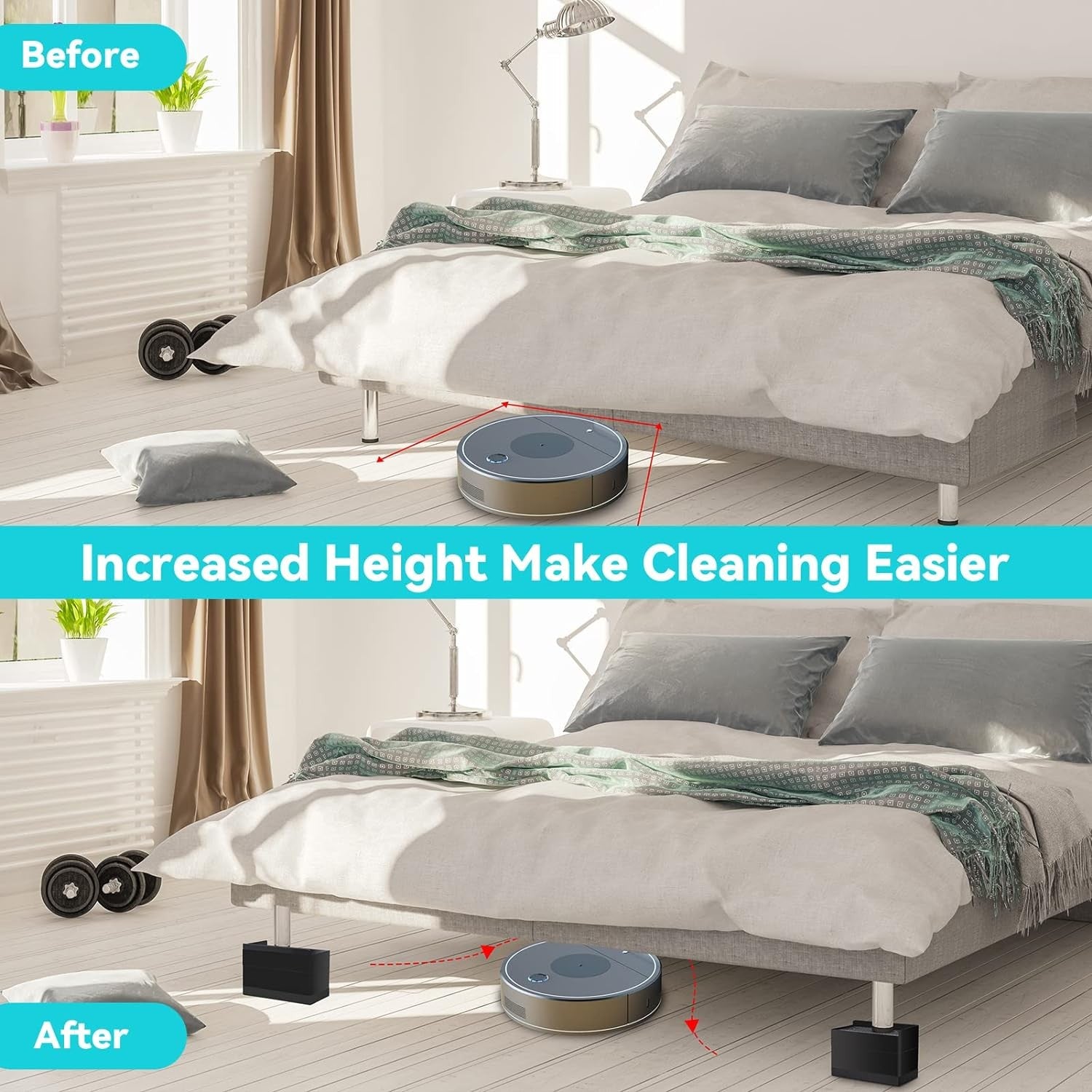 4x Heavy Duty Heavy Duty Furniture Risers Bed Risers 7.5cm