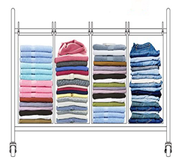 Rolling Laundry Hamper 4-Section Sorter Cart Basket Organizer