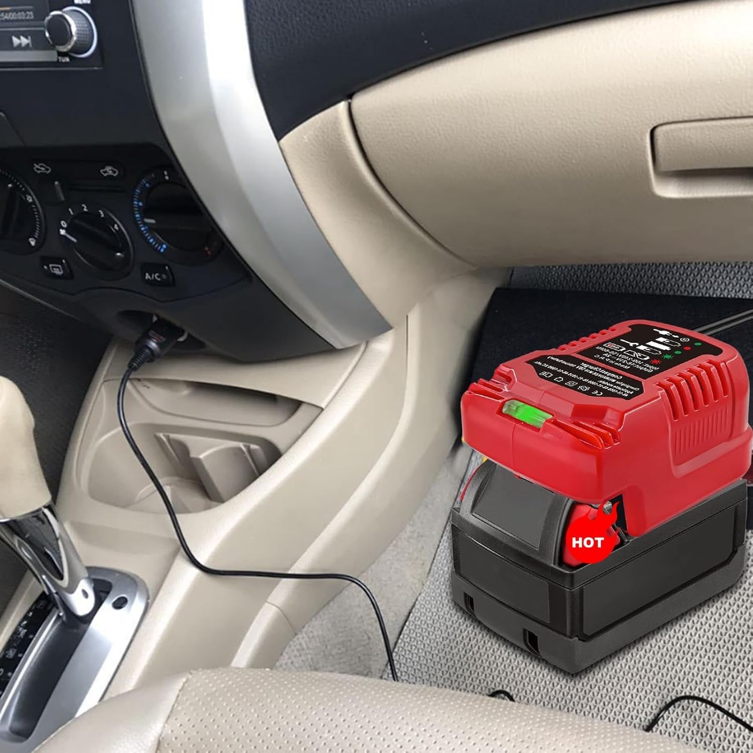 DC 12/24V Mini Car Charger Cigarette Lighter Plug for Milwaukee M18 18V Battery
