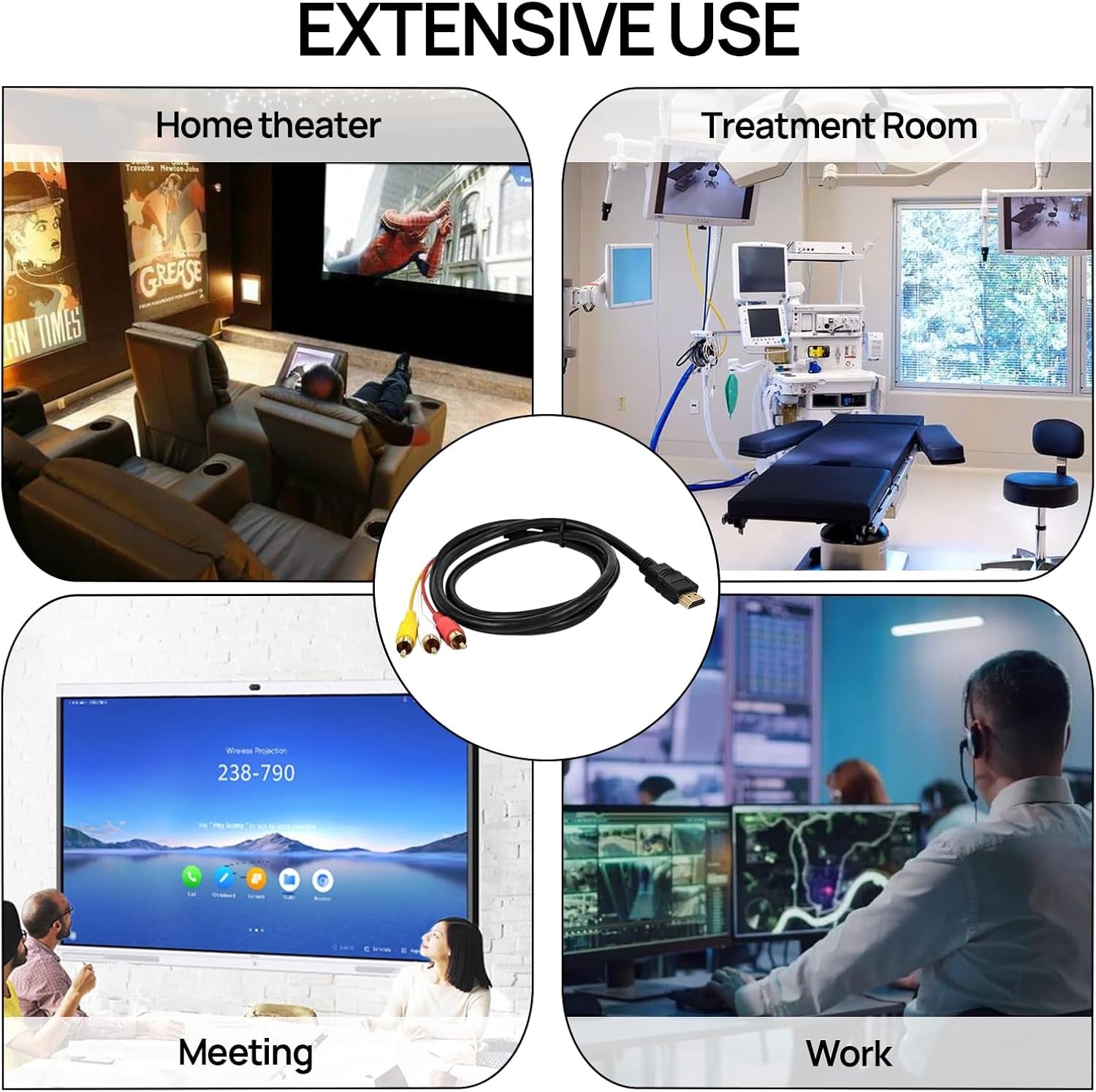 HDMI to 3 RCA Video Audio Converter Cable