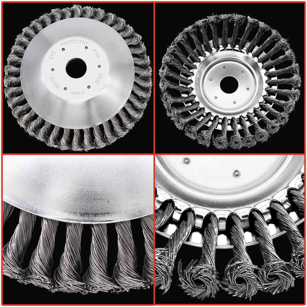 8" Weed Brush Steel Wire Trimmer Wheel Garden LawnMower Head Tool Grass Cutter