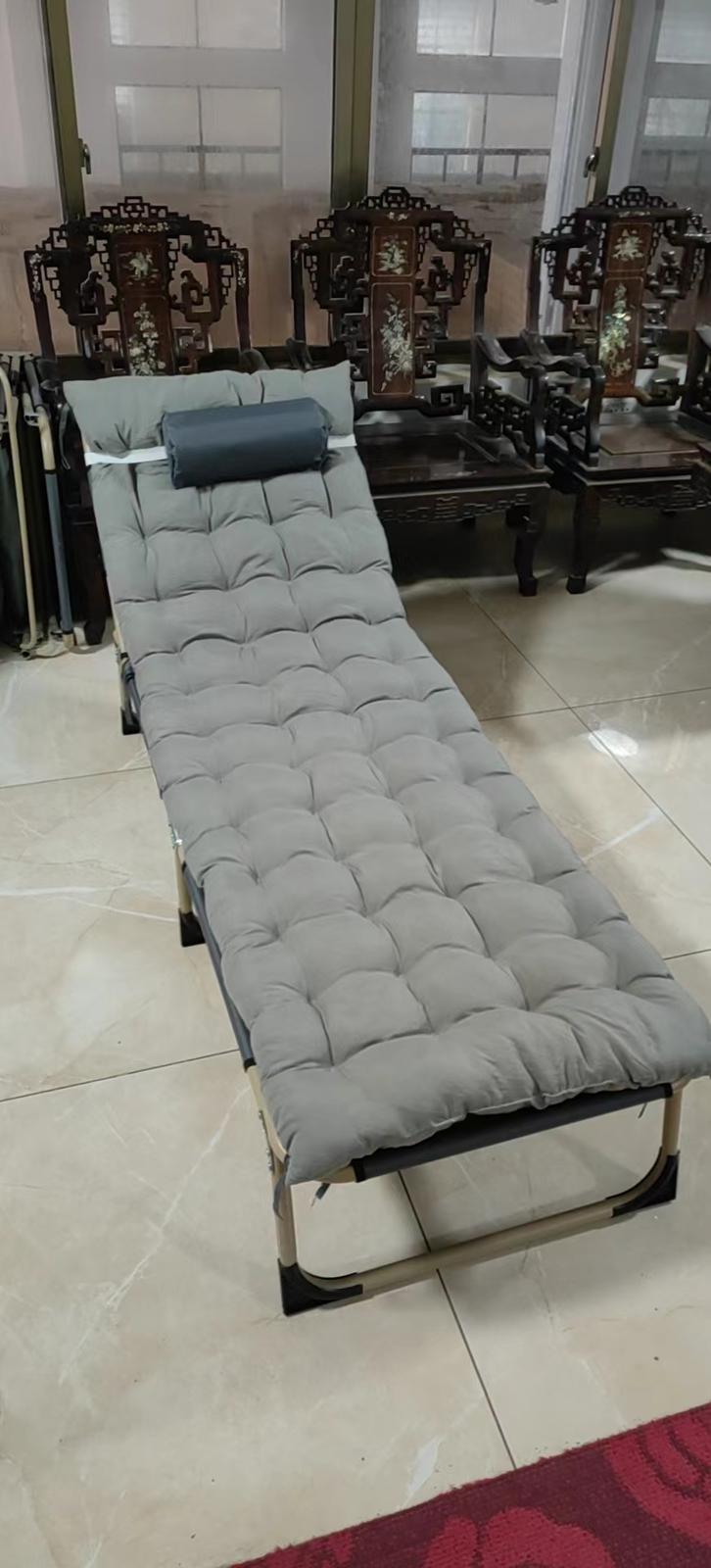 Adjustable Portable Folding Bed with Mattress and Headrest