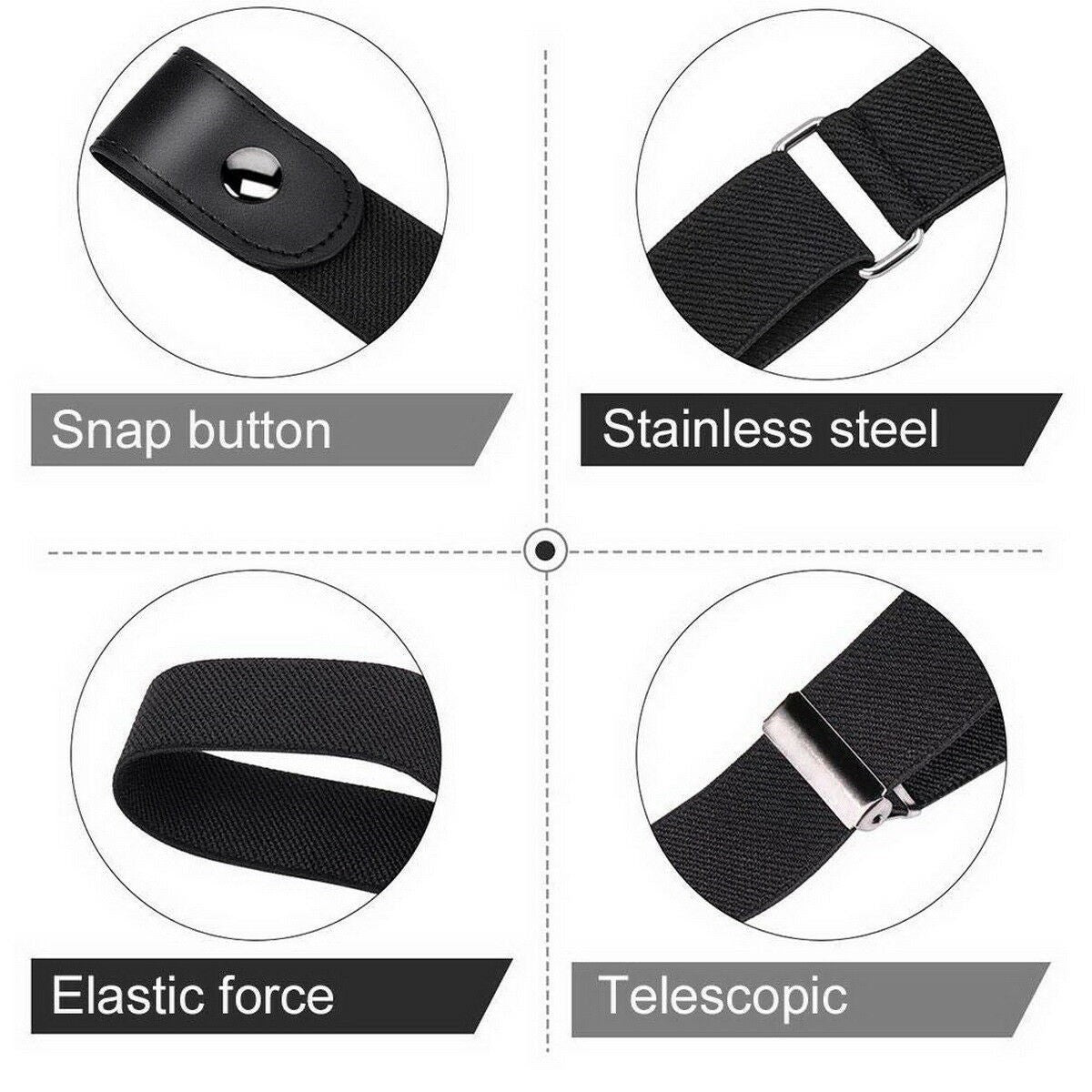 Buckle-free Elastic Womens Comfortable Invisible Belt for Jeans No Bulge Hassle