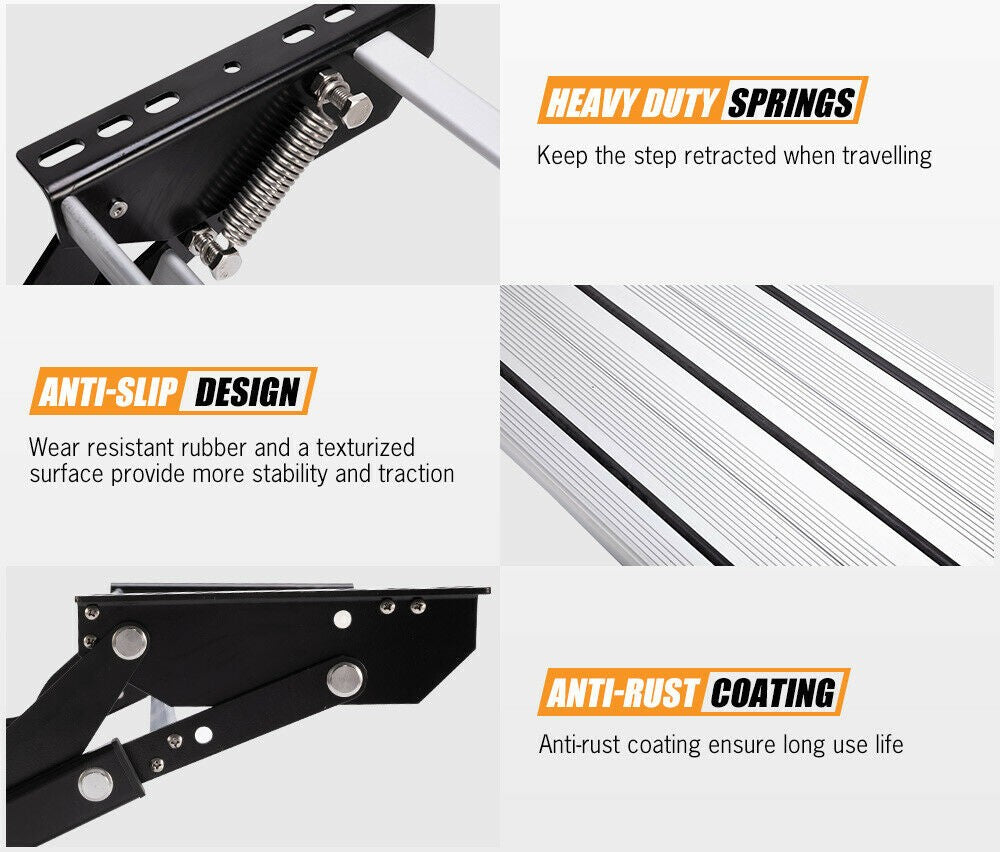 Caravan Step Aluminium Pull Out Folding Camper Trailer Motorhome RV