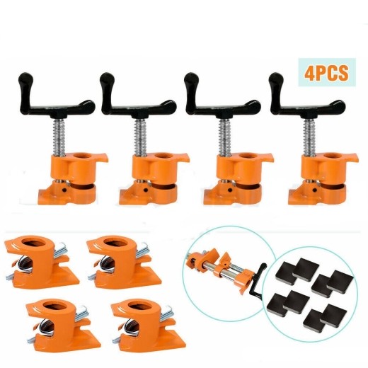 3/4" Gluing Pipe Clamp 4 Pcs Woodworking Vice Tools Wide Surface protect Pads
