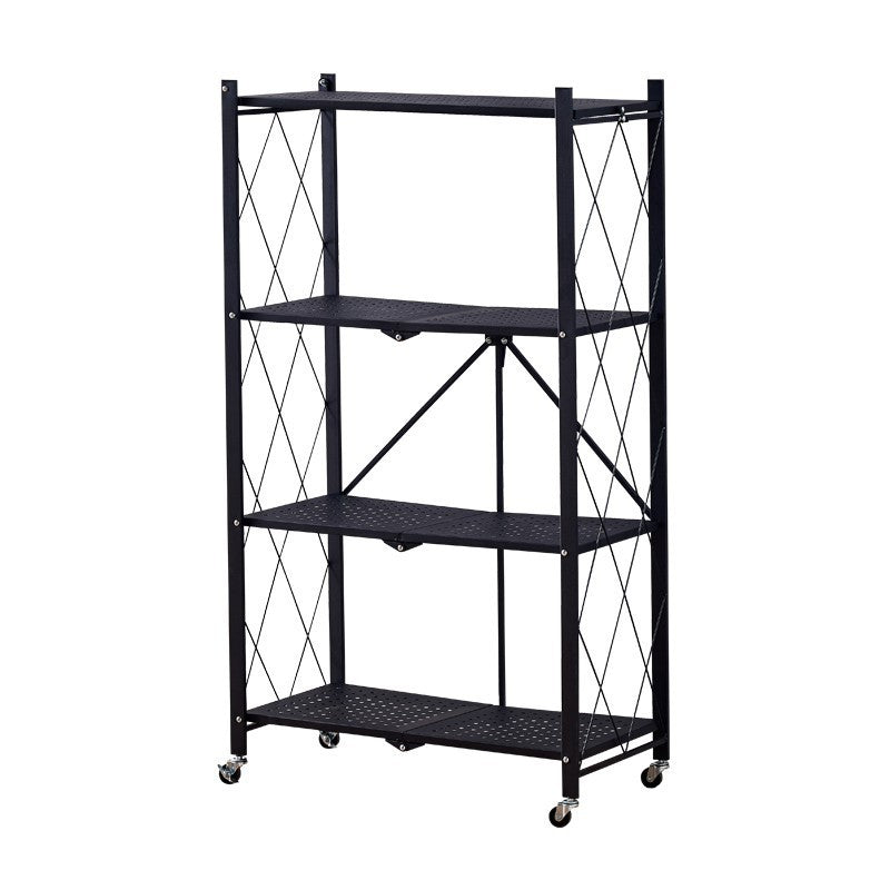 4 Tier Storage Shelf Wheel Rack Foldable Kitchen Organizer
