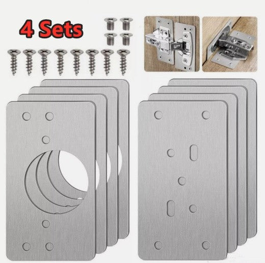 8PCS Cabinet Door Hinge Repair Plate with Screws