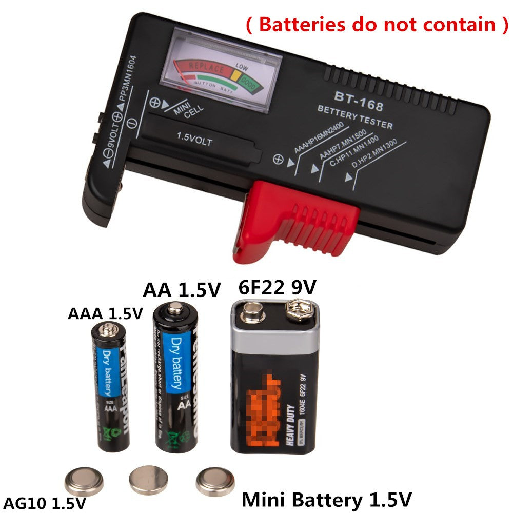Universal LED Digital Battery Tester for AAA AA C D 9V 1.5V Button Cell