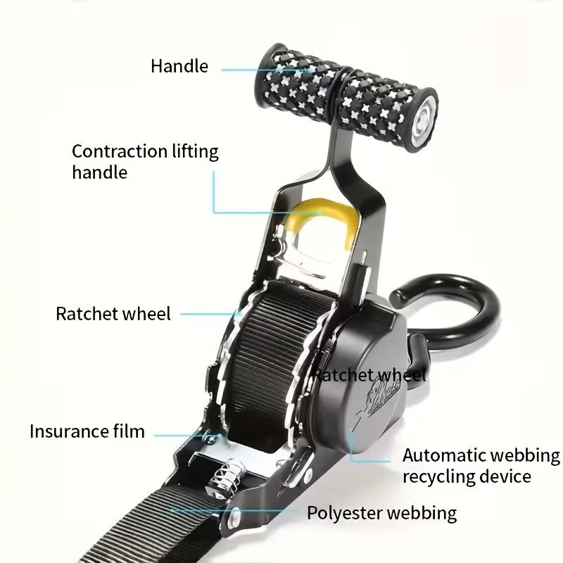 Heavy Duty Ratchet Straps Self Retractable Tie Down Straps with Soft Loops