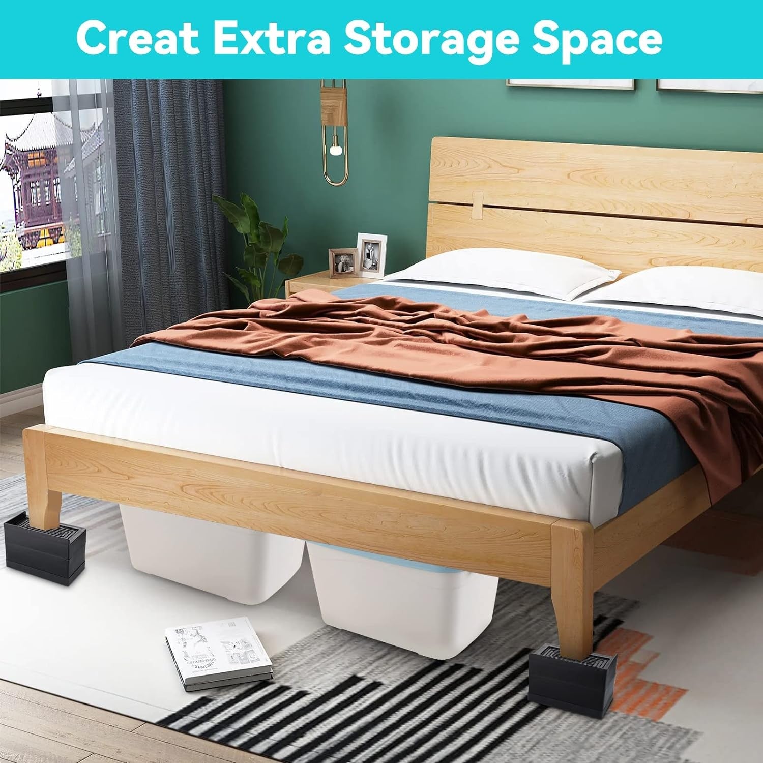 4x Heavy Duty Heavy Duty Furniture Risers Bed Risers 7.5cm