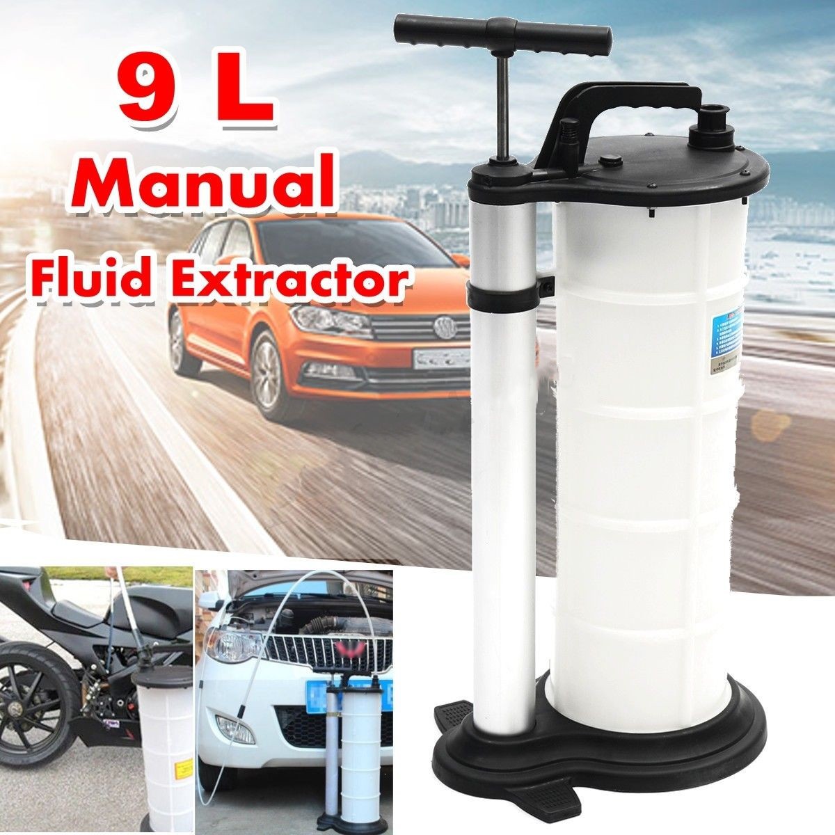 9L Oil Fluid Extractor Pump Manual Vacuum Fuel Suction Car Boat Transfer Tank