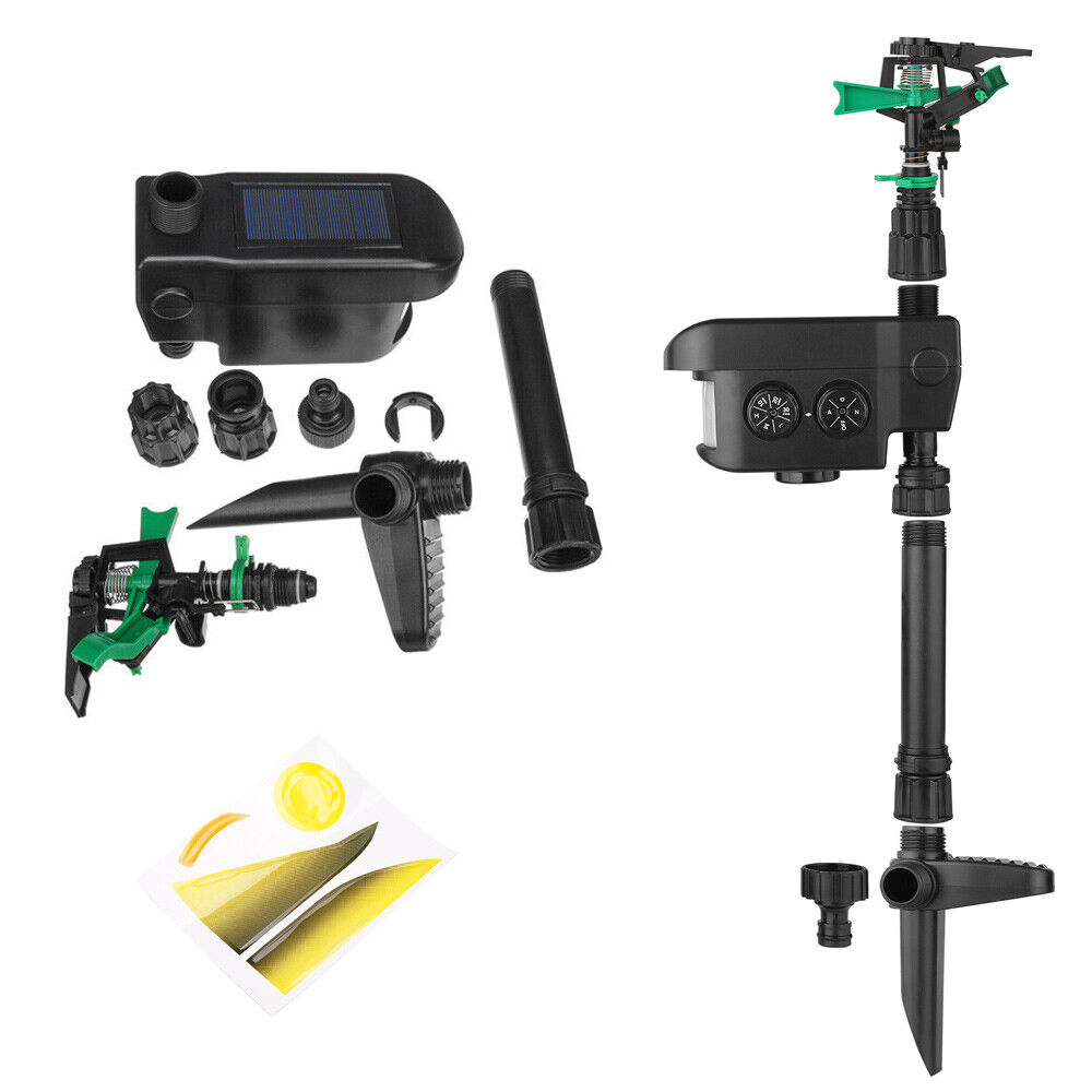 Solar Powered Motion Sensor Activated Animal Repeller Repellent Water Sprinkler