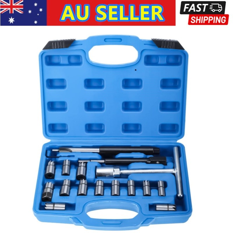 17PCS Professional Diesel Injector Seat Cutter Cleaner Tool Set