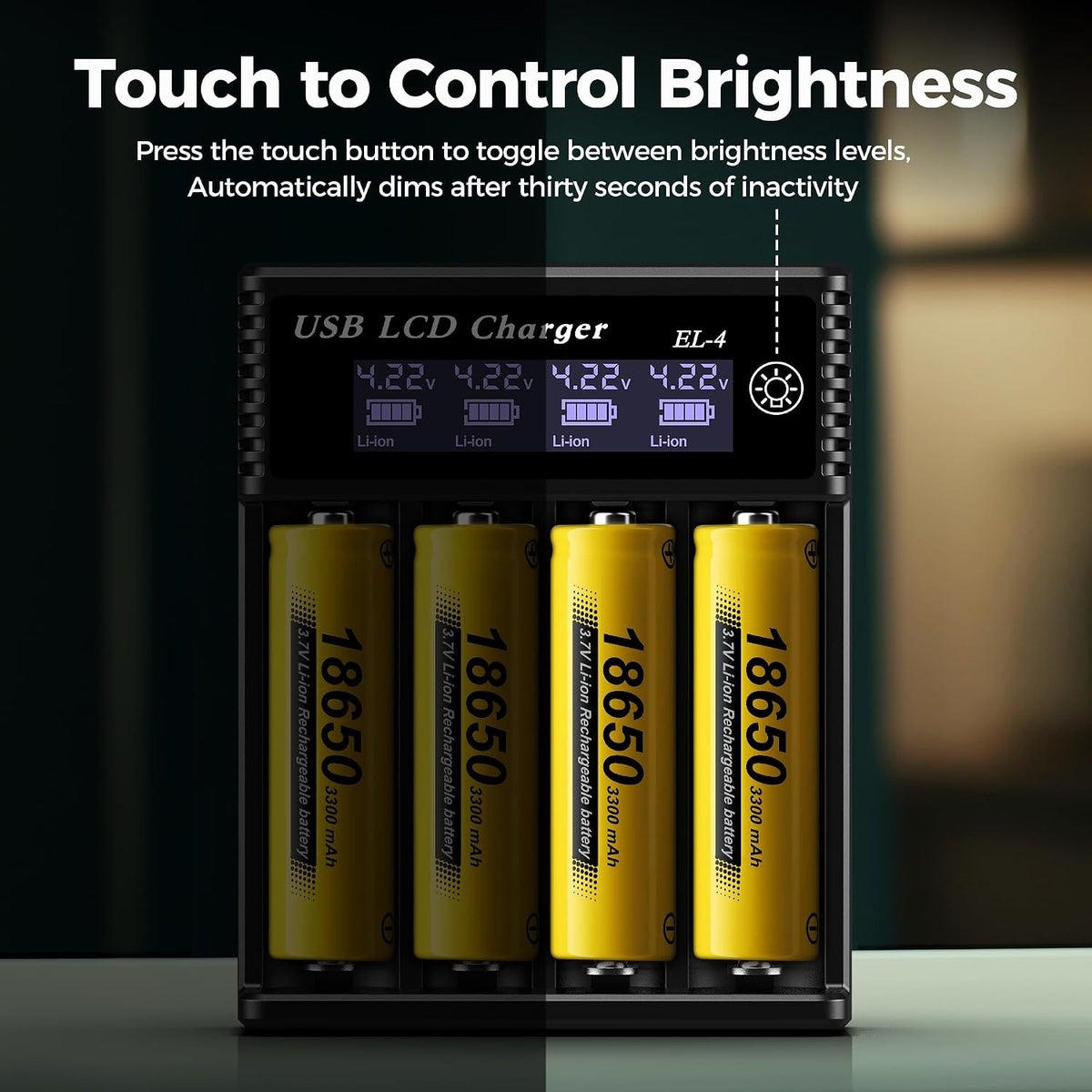 4 Bay Battery Charger LCD Display For Rechargeable Battery AA AAA 18650 26650