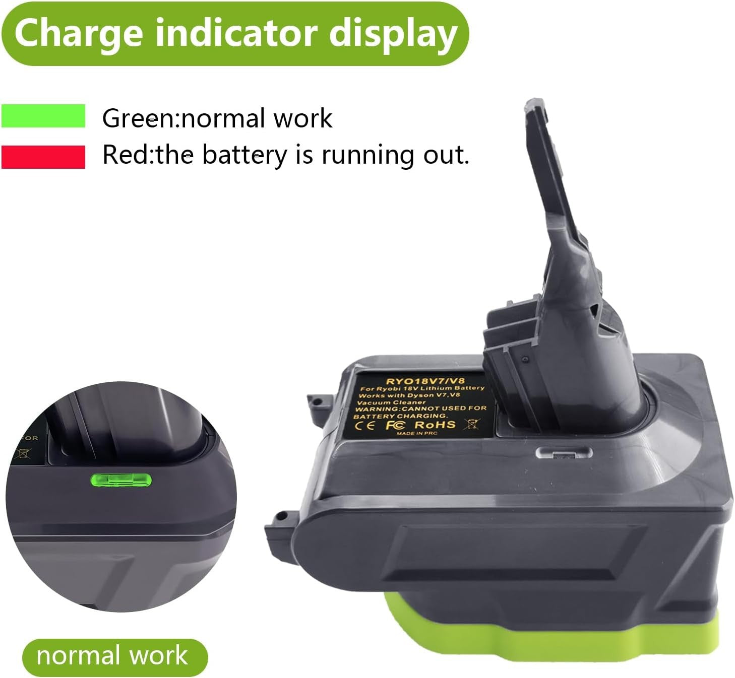 For Ryobi 18V Battery to Dyson V7 V8 Adapter Converter