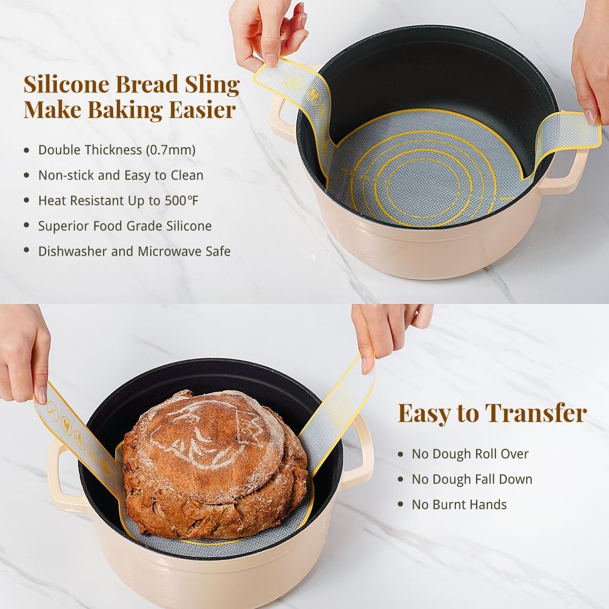 2PCS Bread Proofing Baskets Set with Dough Scraper Whisk Bread Lame