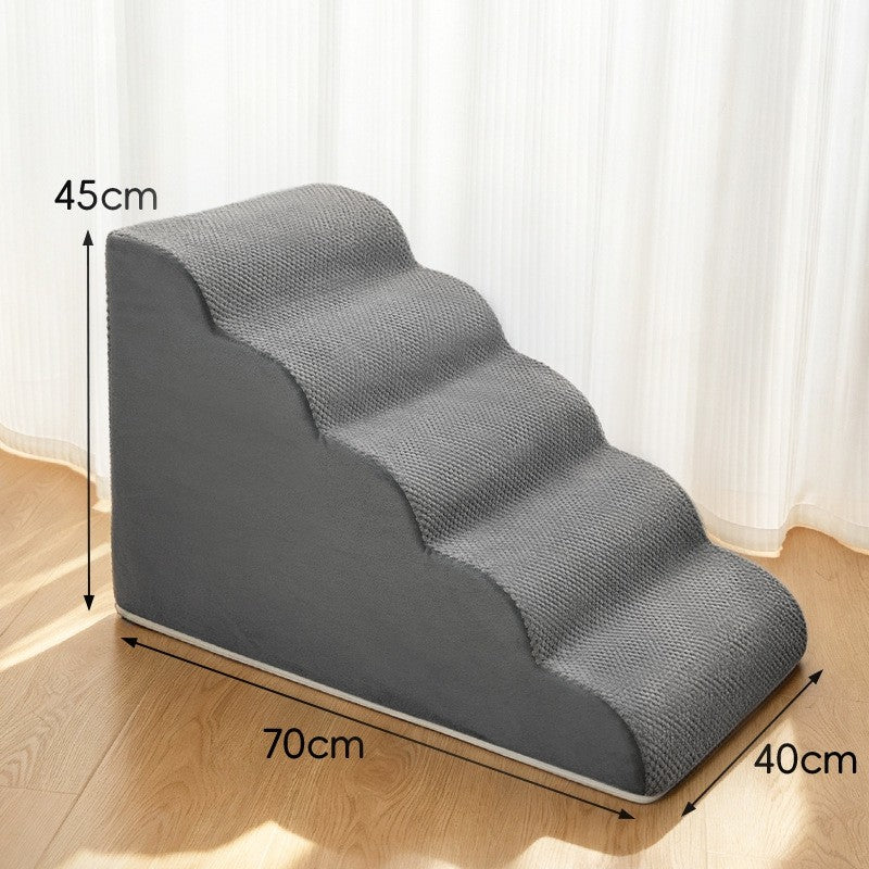 5-Step Pet Ramp Stairs for Bed Couches Dog Step Ladder Memory Foam Non-Slip