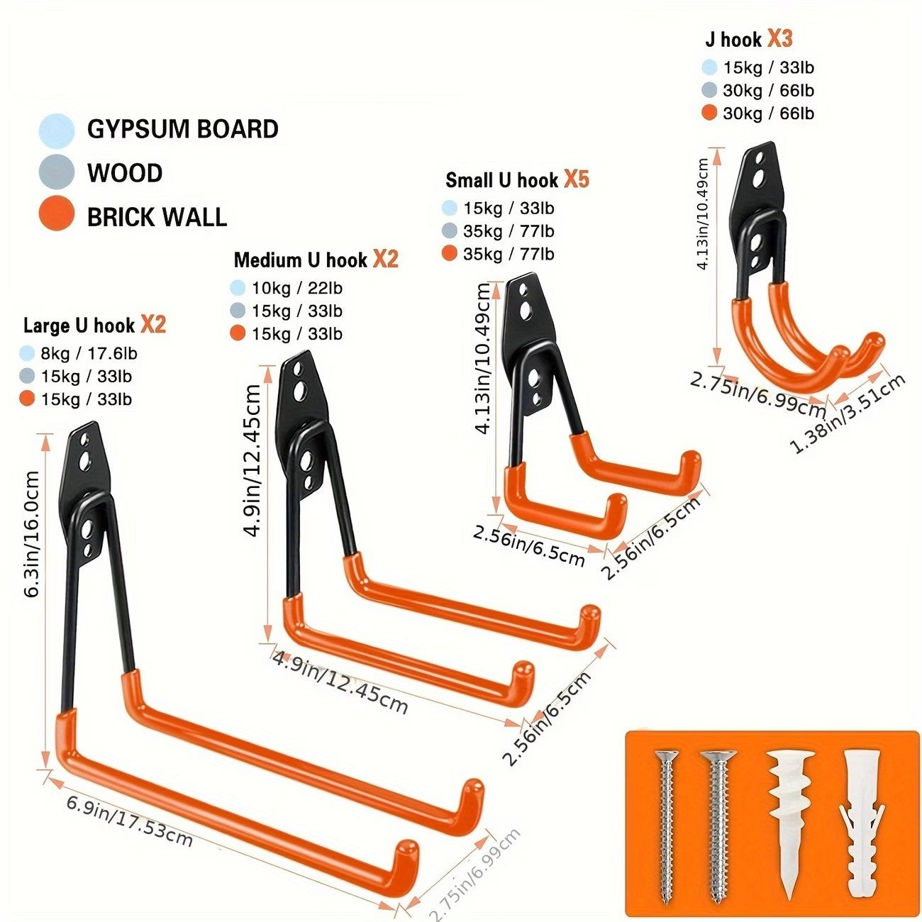 12 Pack Garage Hooks Heavy Duty Wall Mount Storage Organizer