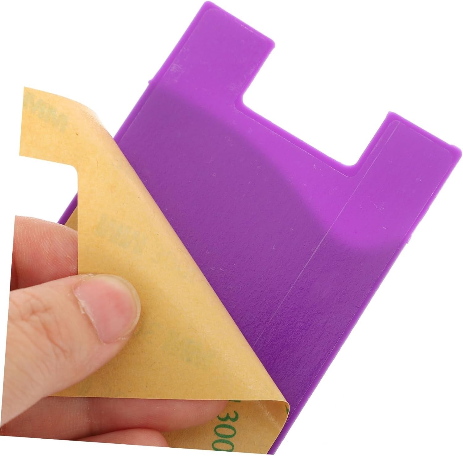 Purple Silicone Card Holder Pocket Case Wallet Pouch Sticker Cellphone Phone