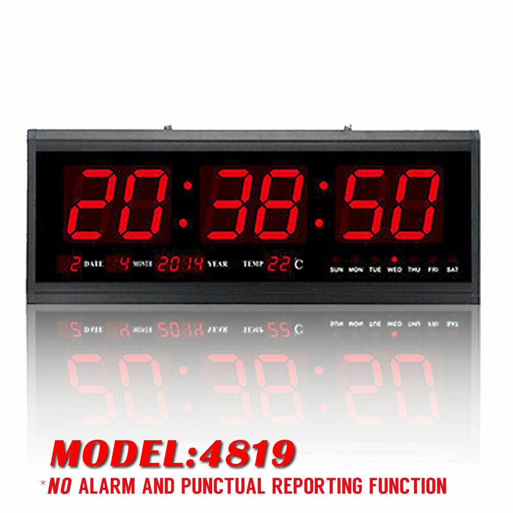 48CM Digital Large Big Jumbo LED Wall Clock Calendar Temperature