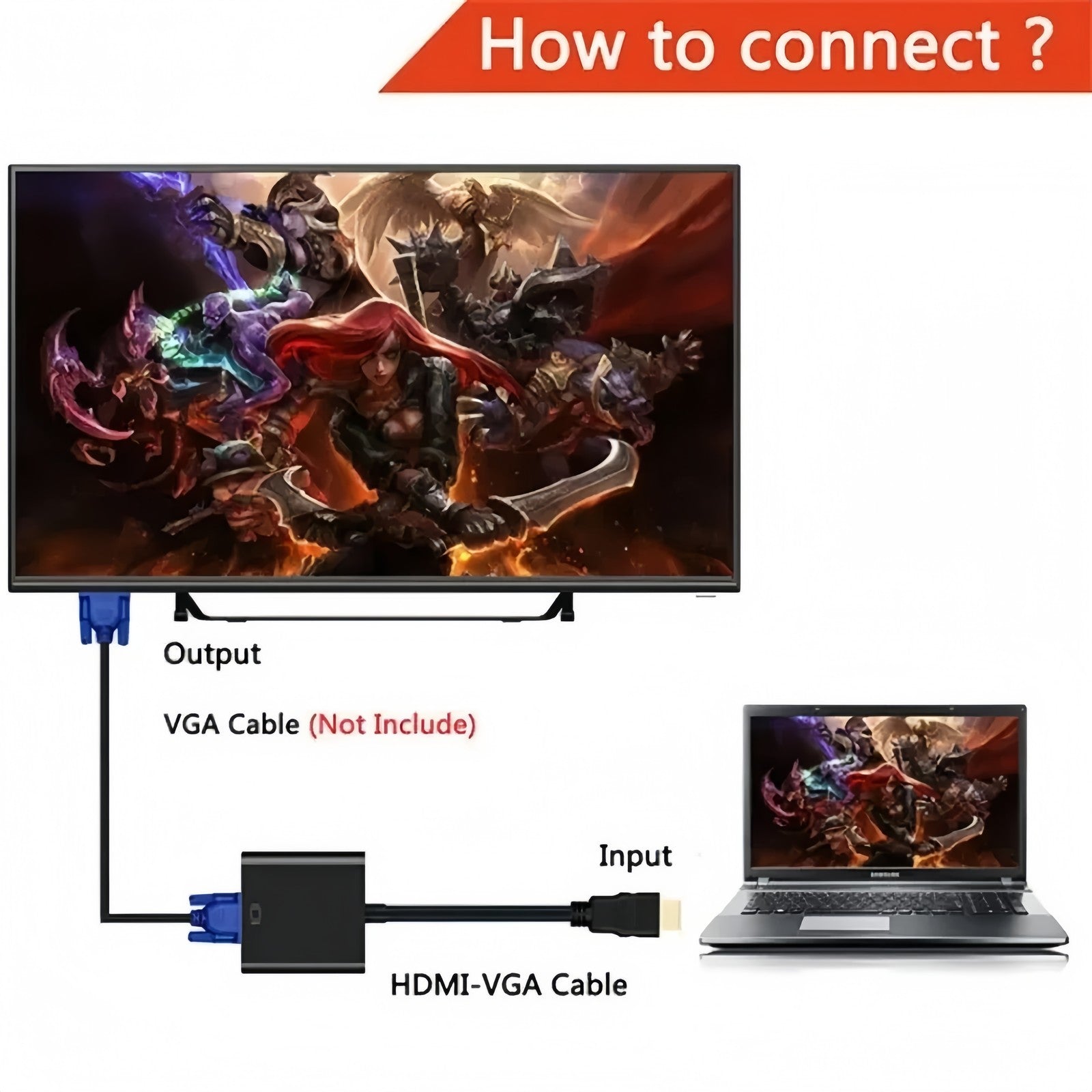 1080P HDMI Male to VGA Female Video Adapter Cable