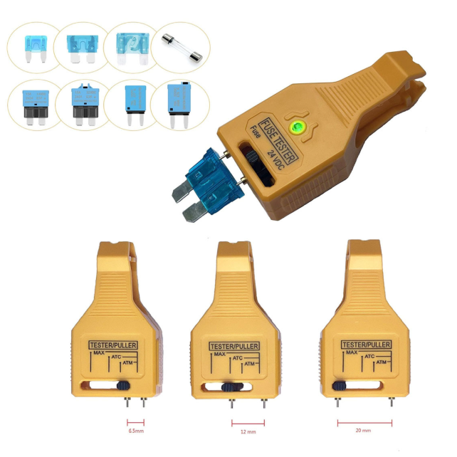 2-in-1 Car Fuse Tester & Puller Tool for Mini Standard Maxi Blade Fuses 24V LED