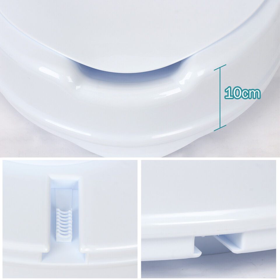 Raised Toilet Seat With Lid 10cm Rise Portable Home Aid Safety Riser