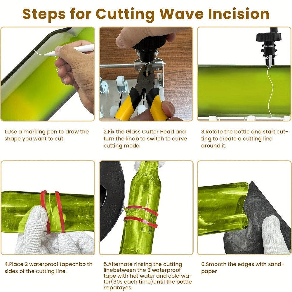 Easy To Use DIY Glass Bottle Cutting Tool Set For Round Square Oval Items