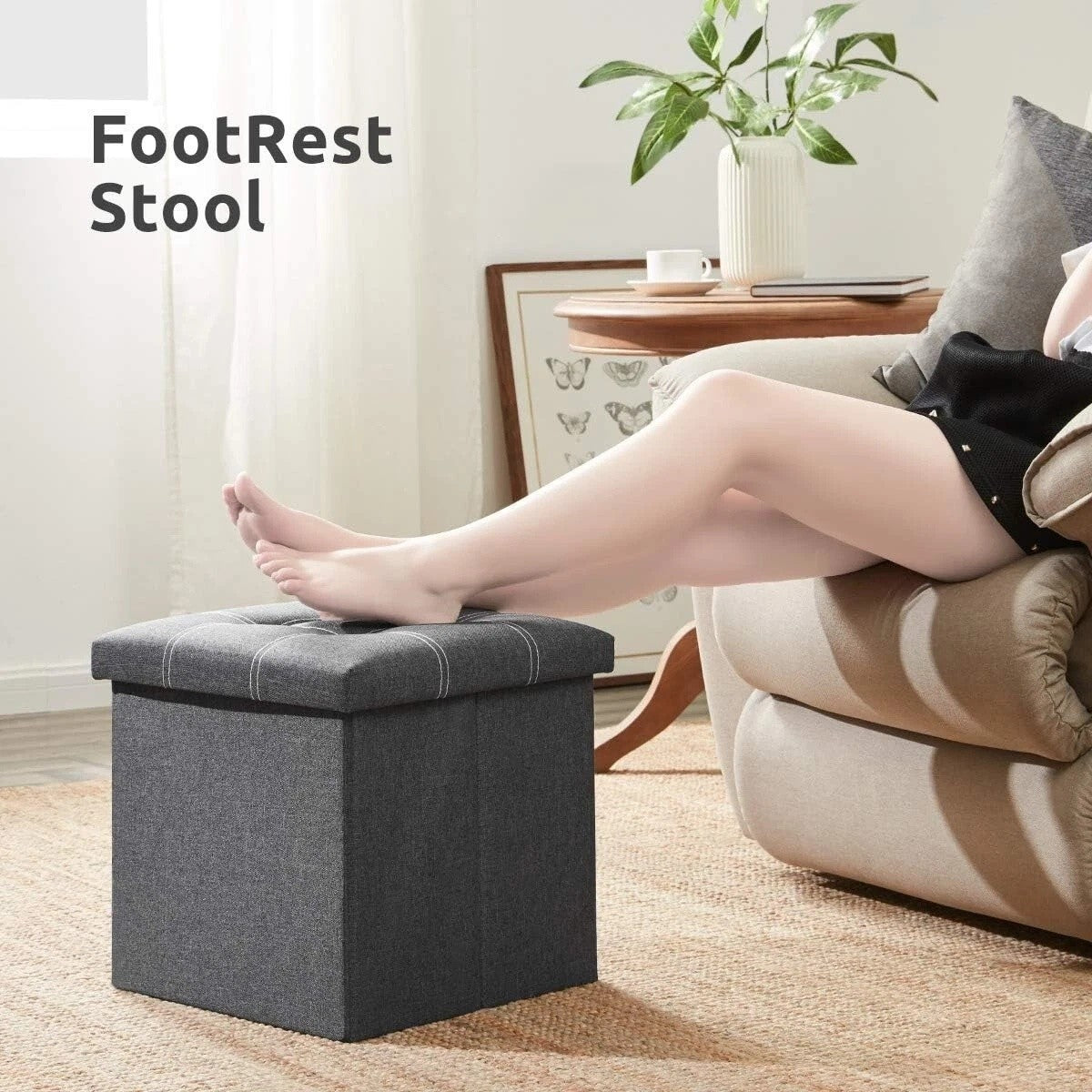 Folding Ottoman Storage Bench