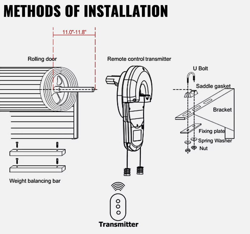 Automatic Roller Door Opener Garage 800N Motor 2x Remote 25m² Rolling