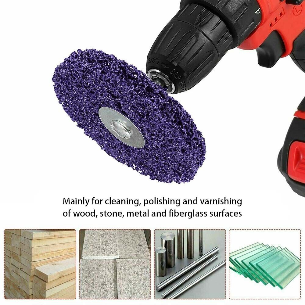 5Pcs 100mm Poly Strip Discs Wheel Paint Rust Removal Clean For Electric Drill