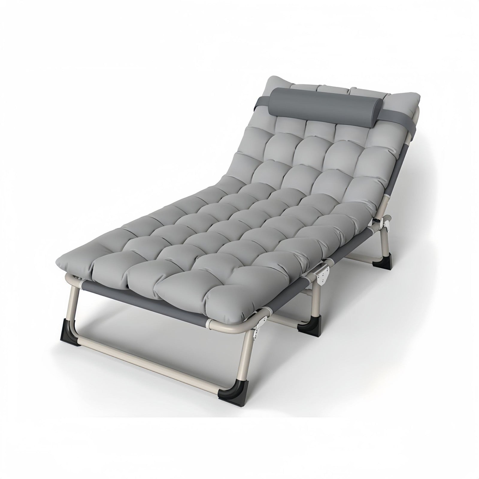 Adjustable Portable Folding Bed with Mattress and Headrest